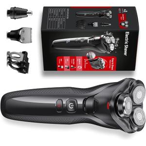 rategist 3-in-1 Electric Razor for Men: IPX7 Waterproof Razors for Men - USB-C Rechargeable, Precision Floating Blades - Wet Dry Shaving, Travel Kit, Beard, Nose & Sideburns