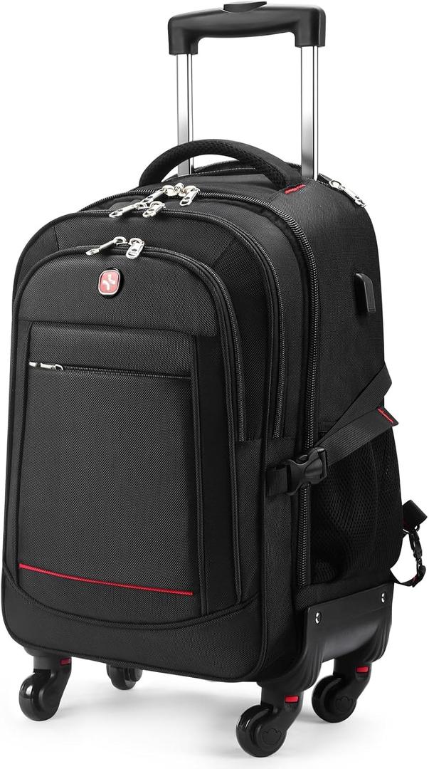 star cloud 4-Wheel Rolling Backpack 45L (22x14x9 in): 17.3-Inch Roller Travel Laptop Backpack for Business, Water-Resistant Carry-On Luggage, Airline Approved Suitcase for Travel and Commuting