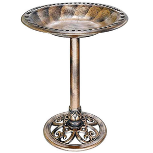 VIVOHOME Polyresin Antique Outdoor Copper Garden Bird Bath and Solar Powered Round Pond Fountain 28 Inch Bird Bath Copper