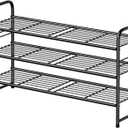 Metal Shoe Rack, 3 Tier Closet Shoe Organizer Sturdy Stackable, 32.5" Wide Shoe Storage Stand for Entryway, Garage, Bedroom, Black