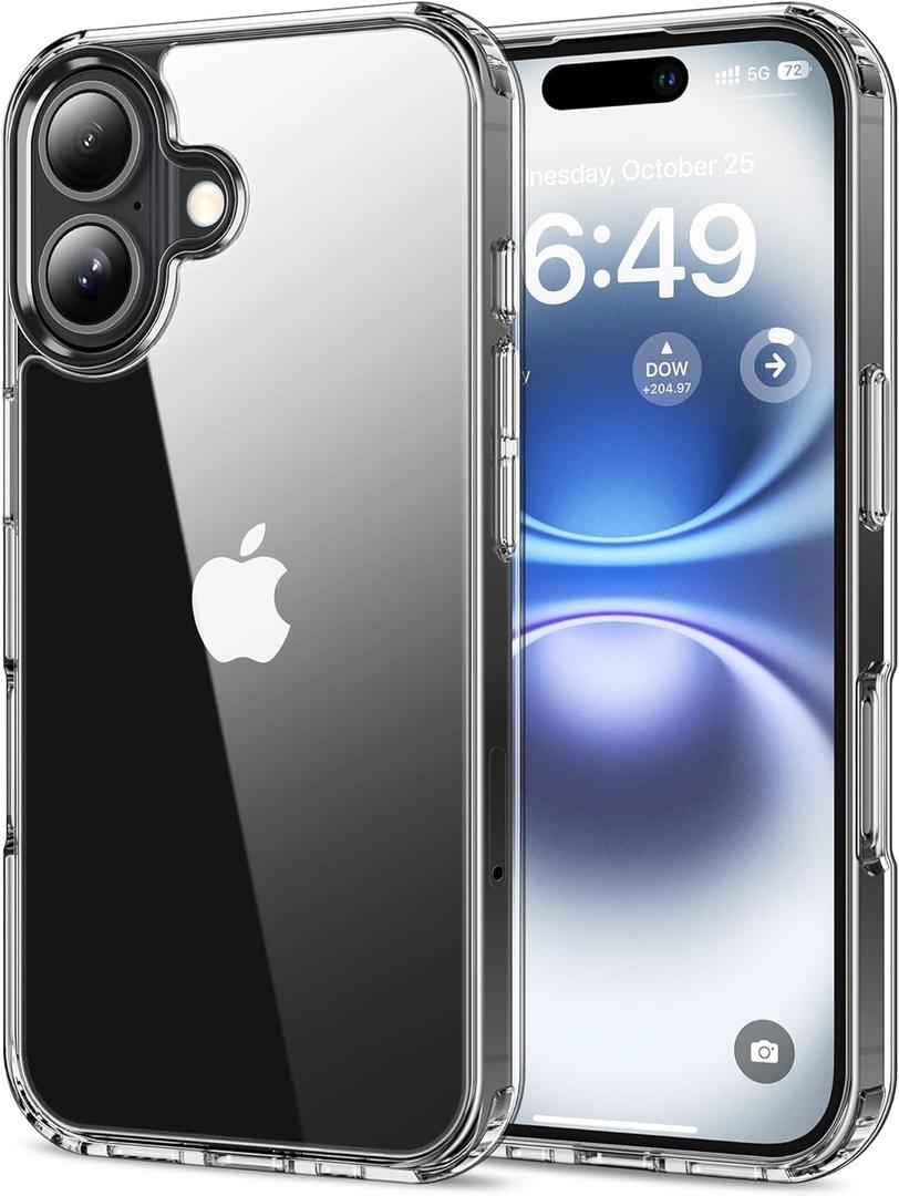 HOOMIL Case for iPhone 16 Plus 6.7-Inch, Non-Yellowing, Drop Protection, Anti-Scratch Transparent Hard Back Phone Cover - Crystal Clear
