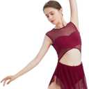 ODASDO Women Lyrical Dance Costume Tank Bodysuit Cut Out Front Ballet Leotard Morden Contemporary Dancewear (Small, White)