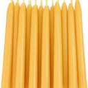24 Pack Beeswax Taper Candles in Bulk 8 inch Tall - All Natural, 100% Pure Unscented Bee Wax Candle, Dripless, 5 Hours Burnning Time -Yellow