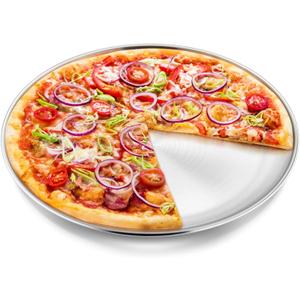 P&P CHEF Pizza Pan Bakeware for Home Kitchen, Stainless Steel Pizza Tray for Baking Pizza, Healthy & Reusable & Easy Clean, Oven & Freezer Safe, 13.5 Inch & Silver