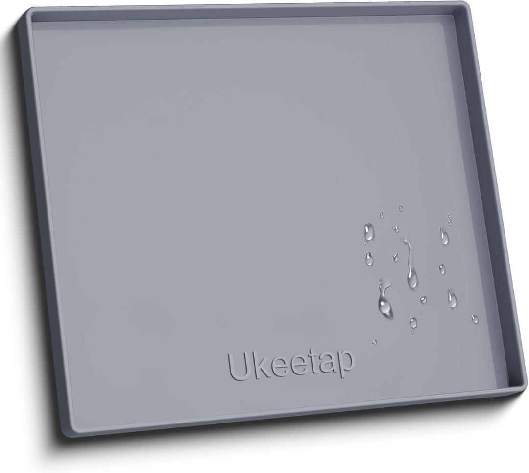 19" x 19" Extra Thick Silicone Mat Waterproof with Raised Edge, Gray