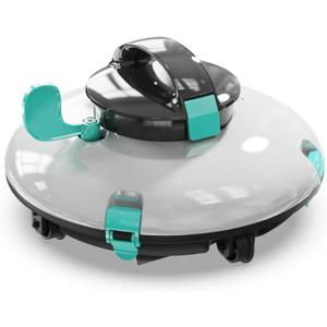 Cordless Robotic Pool Cleaner, Automatic Above Ground Pool Vacuum with 70 Mins Runtime, 15KPa Powerful Suction, Self-Parking, Lightweight, Ideal for Above-Ground Flat Pools up to 38 Feet, Green