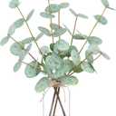Artificial Eucalyptus Stems in Glass Vase with Faux Water,Artificial Plants Eucalyptus Leaves for Shelf Desk Bathroom Farmhouse Room Coffee Table Home Decor, Central Decoration.