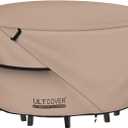 ULTCOVER Round Patio Table and Chair Set Cover - Outdoor Heavy Duty 600D Waterproof Furniture Cover 60 inch (Brown)