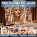 Ms. Pen- Tri-Fold Makeup Mirror Vanity with Lights, 9" x 13.6", 1X/2X/3X/10X Magnification, 24 LED Touch Screen, Dual Power Supply, 180 Rotation, Portable Lighted Cosmetic Mirror for Makeup & Travel