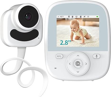 Baby Monitor with Camera and Audio, 2.8" Video Baby Monitor with Secure Transmission No WiFi, Night Vision, Temperature Sensor, Two-Way Talk, Al Off-Lens Detection, Feeding Reminder