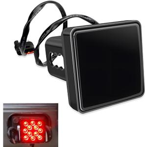 LED Trailer Light, 12V Red, Fits 2" Receiver with 4-pin Adapter, Super Bright Smoked Lens Square Tail Light, Trailer Hitch Accessories for Towing Truck RV and SUV