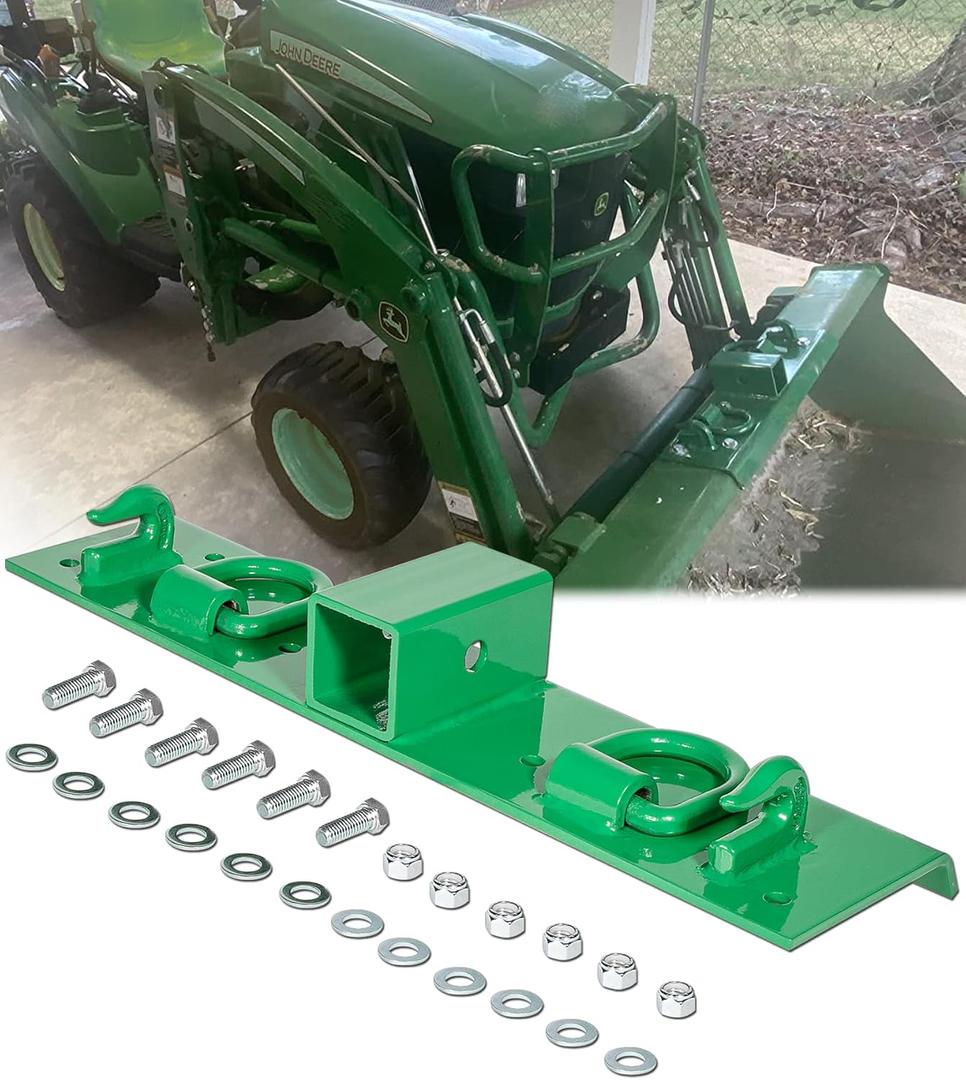 Tractor Grab Hooks 4.96" W  21.93" L Fits for John Deere 4100 4010 4110 4115 2320 2520 2720 1025r 2025r 2032r 2038r 3032e, Bolted on Compact Tractor Bucket Grab Hooks, D Rings & 2" Receiver
