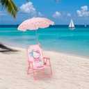 Sanrio Hello Kitty Kids Outdoor Folding Beach Chair with Umbrella,Portable Camp Chair for Ages 3+, Lightweight & Compact for Beach, Camping, and Backyard