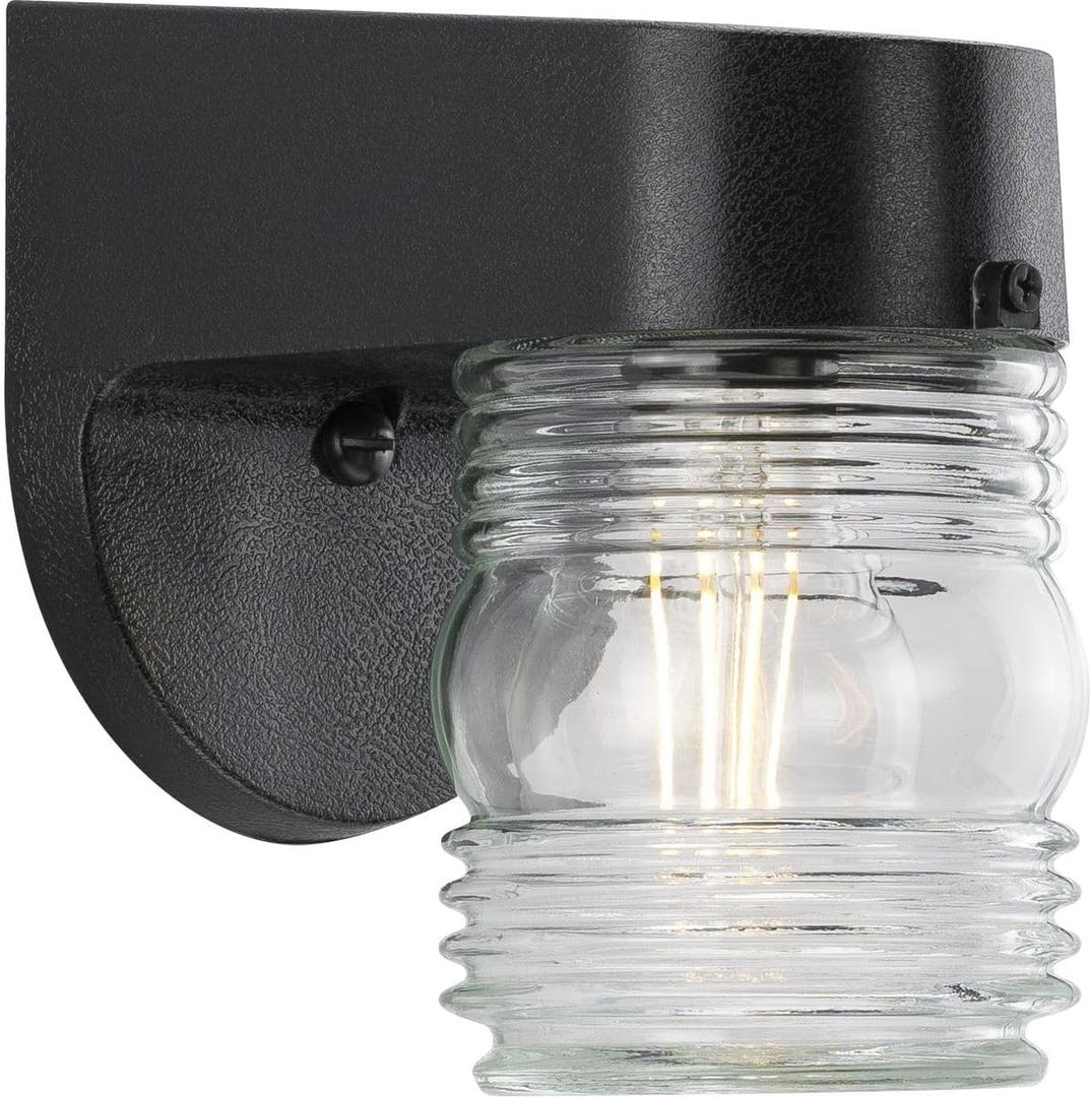 Polycarbonate Outdoor 1-Light Clear Lexan Traditional Outdoor Wall Light Textured Black (4-3/4-Inch Width x 7-1/4-Inch Height)