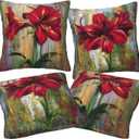 Flower Throw Pillow Covers Set of 4 Decorative Soft Double Sided Print Pillow Case Farmhouse Home Decor for Living Room Sofa Couch 18x18