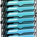 21-Tier Hanging Wall File Organizer with 5 Hooks, Wall File Holder with Labels, Vertical Wall Mount Mail Organizer for Papers, Folders, Magazines, Office Organization, Assembly Needed, Black