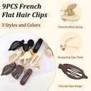 Flat Hair Clips 9 Pcs, Large Claw Clips for Thick & Thin Hair, Flat Lay Down Claw Clip Alligator Clips Duck Billed Barrettes, Women's Hair Accessories