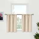 BGment Champagne Cafe Curtains 36 Inch Length - Small Kitchen Window Drapes with Rod Pocket for Bathroom Privacy Blinds, 29 x 36 Inch, 2 Panels