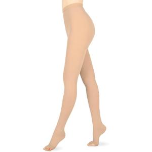 Wegitcs Compression Pantyhose for Women & Men, Open Toe 15-20 mmHg Medical Graduated Compression Stockings, Waist High Support Tights, Opaque Leggings for Varicose Veins, Edema, Post Surgery, Beige M