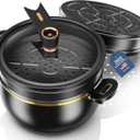 Nonstick Stockpot Casserole pot Hard Anodized with Glass Lid and Steamer, 8 Quart Pressure Cooker Soup Pot Deep Cookware for Pasta, Soup, Spaghetti, Induction Compatible (FZ1)