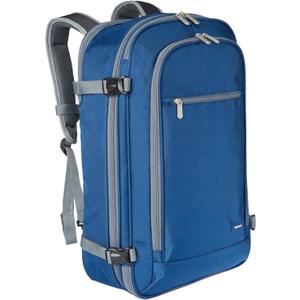 Amazon Basics Travel Backpack, Carry-On with Laptop Compartment, 40L Expandable Storage, Dual Use Backpack & Shoulder Bag with Multiple Compartments and Pockets, 15.8"W x 21.5"H x 8.3"D, Navy