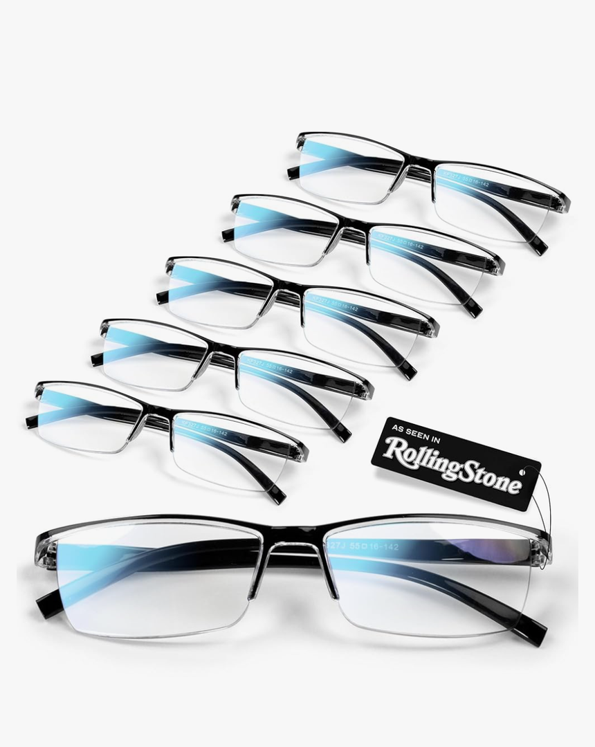 6 pack Executive Style Reading Glasses Men - Durable Readers with 99% Blue Light Blocking - Comfortable Fit with TR90 Frames