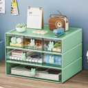 Marbrasse Desk Organizer with 6 Drawers, 3 Tier Stackable Storage Drawers Plastic Makeup Storage, Office Organizers and Storage, Desk Storage Box for Office, School, Home Green
