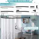 YNL Curved Shower Curtain Rod 35-82In(2.9-6.8Ft), Matte Black Rounded Rustproof Shower Rod for Bathroom Bathtub, Adjustable Arched Shower Rod, Never Rust|Extra Space|Non-Slip|Expandable|Need to Drill