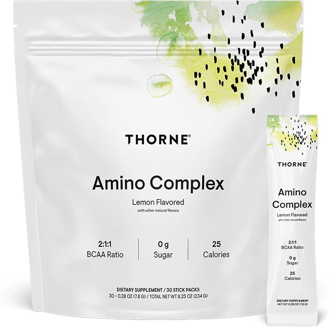 THORNE - Amino Complex - Clinically-Validated EAA and BCAA Powder for Pre or Post-Workout - Promotes Lean Muscle Mass & Exercise Recovery* - NSF Certified for Sport - 30 Servings - 8.25 Oz - Lemon (8.25 Ounce (Pack of 1))