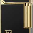 Luxury Metal Butane Lighter with Signature Ping Sound - Classic Soft Flame Cigar & Pipe Lighter, Refillable Flint Ignition, Elegant Black & Gold Vintage Design - Unique Gift for Men