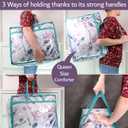Clear Vinyl Zippered Storage Bags (3-Pack) 40L Sturdy Storage Bags for Sweaters, Blankets, Comforters, Bedding Sets and Much More! (Turquoise, 18x15x9)