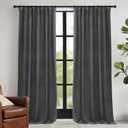 RYB HOME Velvet Blackout Curtains for Bedroom - Super Soft Room Darkening Curtains Thermal Insulated Drapes Heat Block Window Panels for Living Room, Wide 52 x Long 96, Grey, 2 Panels