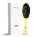 Glidease Matte Boar Bristle Hair Brush without Ball Tips, Smooth Bristle for Women, Men, and Kids - Effortless Detangler Hair Brush Ideal for Thick, Thin, Fine All Hair (Yellow)