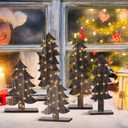 Meooeck 6 Pcs Tabletop Christmas Tree Decorations Wooden Christmas Trees with Base Standing Handmade Rustic Farmhouse Centerpieces for Tables for Home Office Xmas Decor(Dark Wood Color)