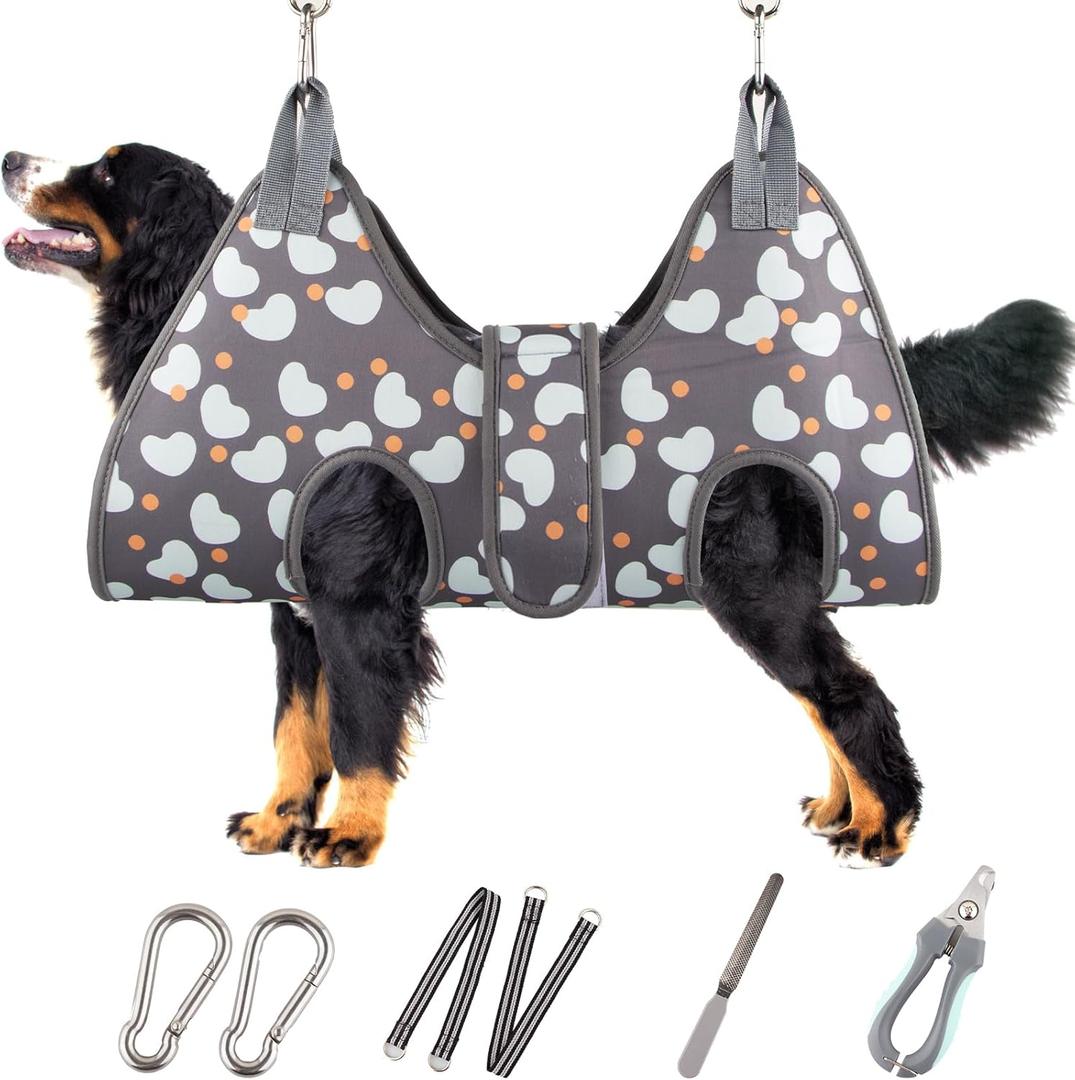 ATESON Dog Grooming Hammock for XXL Large Dogs with Nail Clippers/Nail Trimmers, Dog Grooming Harness for Nail Trimming, Pet Grooming Sling Helper