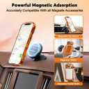 Misscase for iPhone 17 Pro Max Case,with Privacy Screen Protector,Compatible with MagSafe,Bling Glitter Cute Curly Wave Border Phone Cover for Women Men, Drop Protection Anti-Slip Orange