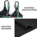 SEAFORM Women's Tankini Swimsuits Two-Piece Tummy Control Bathing Suits V-Neck Printing Swim Dress for Women with Boyshorts (Large)