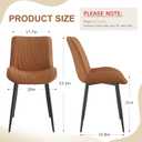 VECELO Dining Chairs Set of 2, Modern Upholstered Faux Leather Cushion Seat and Metal Legs for Kitchen, Living Room, Vintage Cognac Brown