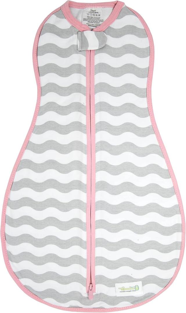 Woombie Original Baby Swaddling Blanket - Soothing, Cotton Baby Swaddle with Zipper - Wearable Newborn Blanket, Mod Waves, 5-13 lbs, 0-3M