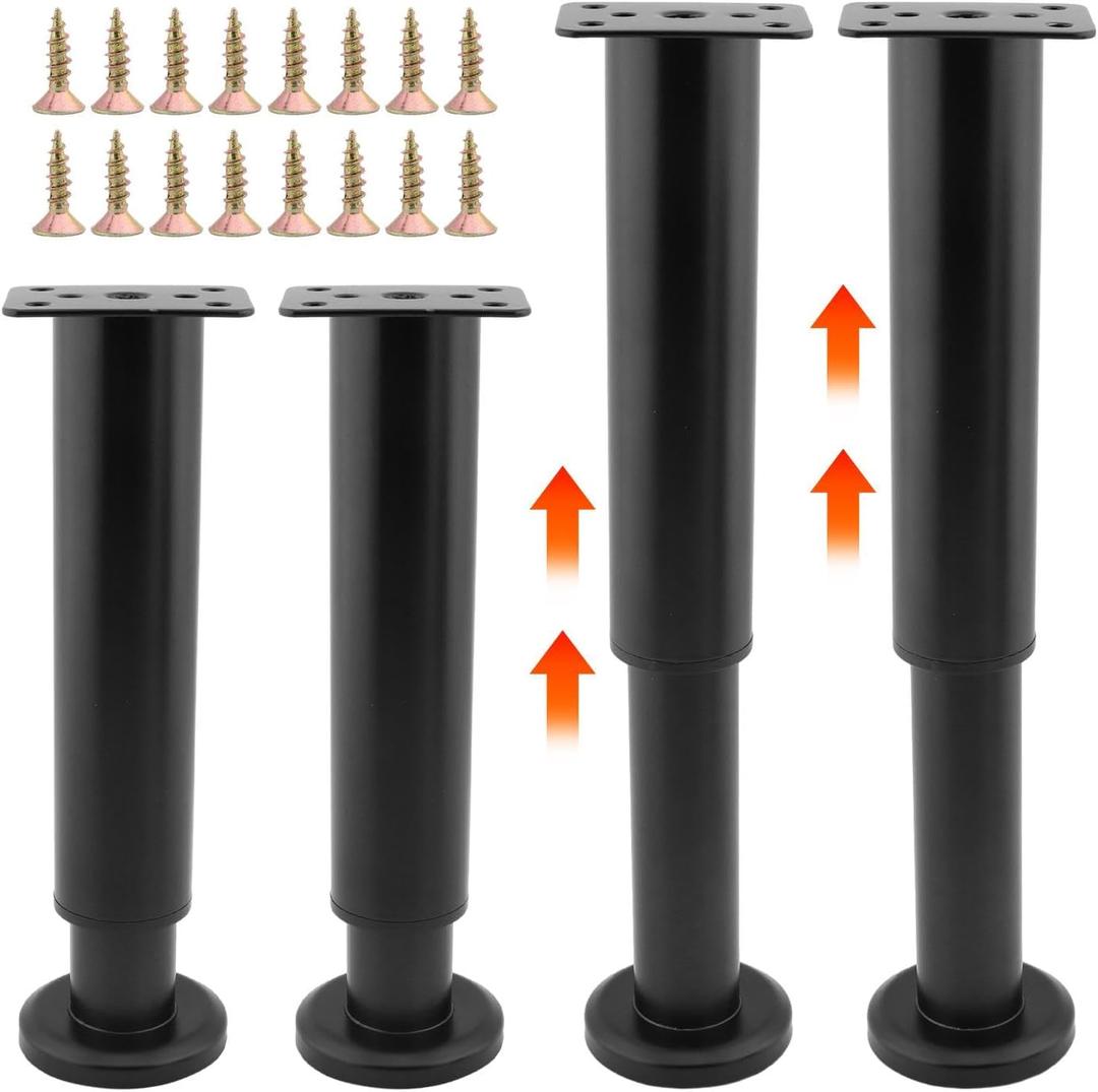 4Pcs Adjustable Metal Furniture Legs with 16 Screws, 7.09-12.99 inch Bed Center Slat Heavy Support Leg, Multipurpose Furniture Replacement Support Leg for Table Cabinet Sofa(Black) 4Pcs Adjustable Metal Furniture Legs with 16 Screws, 7.09-12.99 inch Bed Center Slat Heavy Support Leg, Multipurpose Furniture Replacement Support Leg for Table Cabinet Sofa(Black)