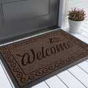 Yimobra Welcome Mat, Heavy Duty Sturdy Door Mats for Home Entrance Outdoor Indoor, Front Doormat for Outside Patio Floor Entry Porch Garage Office, Waterproof, Low Profile, 29.5 x 17, Coffee