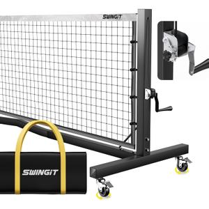 Pro Pickleball Net with Wheels, Hand Crank Tension System, 22ft Tournament IFP Regulation Size, Heavy Duty Frame, Anti-Sag, Locking Wheels, Perfect for Outdoor Court & Indoor Gym