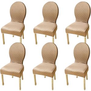 Round Back Dining Chair Cover Set of 2/4/6 Stretch Chair Cover for Dining Room Kitchen Elastic Fitting Dining Chair Covers Solid Color Dining Chairs Slipcovers Chair Protector Cover for Hotel (Khaki)