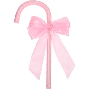 Garneck Shepherd Staff Cane with Bowtie for Women Girl: Pink Shepherd Hook Stick Novelty Walking Cane Prop for Halloween Cosplay Costume Accessories Stage Performance