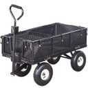 Heavy Duty Steel Garden Cart Large Size with Liner and Iron Frame,Steel Frame Dump Cart with Removable Sides,660lbs Capacity Black