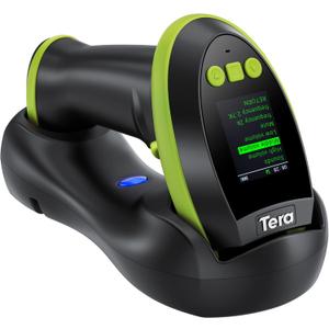 Tera Barcode Scanner Wireless with Screen: Pro Version 1D 2D QR with Setting Keypad Charging Cradle Works with Bluetooth 2.4G Wireless USB Wired Handheld Bar Code Reader HW0009 Green