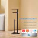 Freestanding Toilet Paper Holder Stand – Stainless Steel Bathroom Tissue Holder with Storage Tray & Roll Organizer, Square Design (Matte Black)