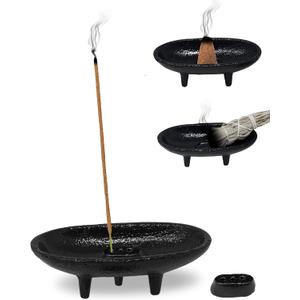 Cast Iron Incense Burner 4" L 2" H, Ideal for Smudging, Incense Burning, Ritual Purpose, Decoration etc.