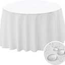 BYDOLL Table Cloth 60 Inch Round Tablecloth Fits Max50 Inch Diameter Table Top,White Polyester Washable Wrinkle-Free Spillproof Tablecloth for Party Patio Cover