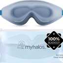 MyHalos Sleep Mask 3D Blackout Eye Mask for Women & Men, Side Sleepers, Zero Pressure Memory Foam Eyelash Friendly, Breathable,Award-Winning Sleep Aid for Travel (Light Blue, 1 Count (Pack of 1))